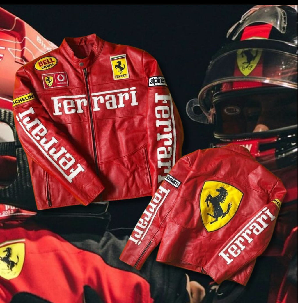 Ferrari Red Racing Leather Jacket – Iconic Formula 1 Style