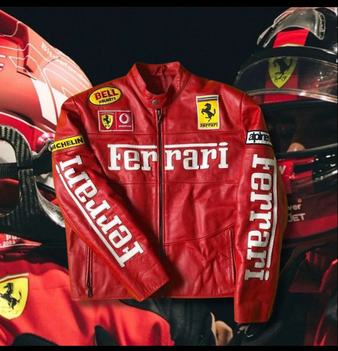 Ferrari Red Racing Leather Jacket – Iconic Formula 1 Style