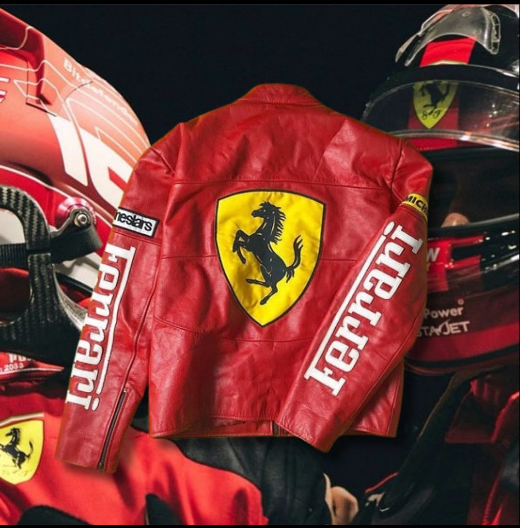 Ferrari Red Racing Leather Jacket – Iconic Formula 1 Style