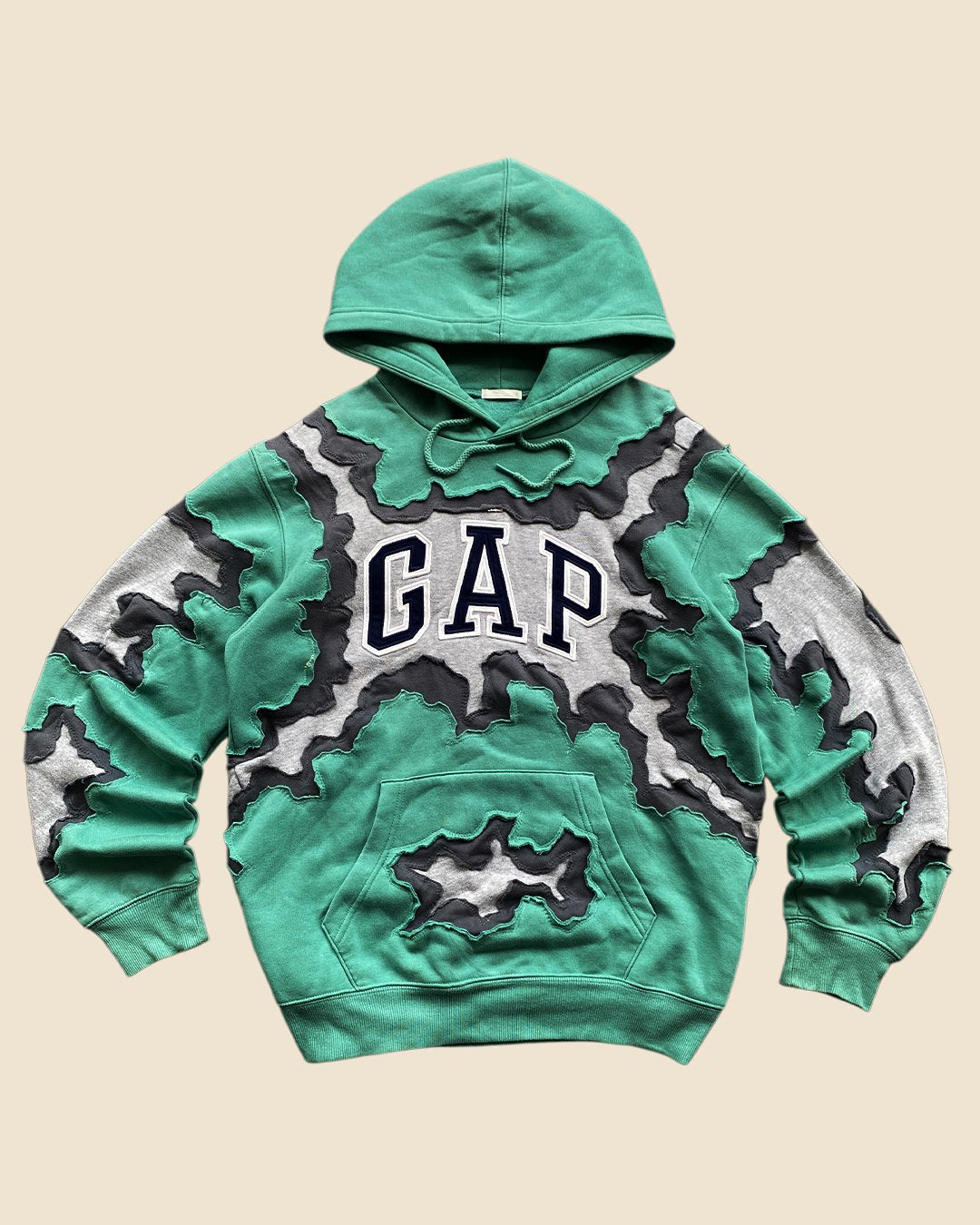 Upcycled GAP Hoodie – One-of-a-Kind Patchwork Streetwear