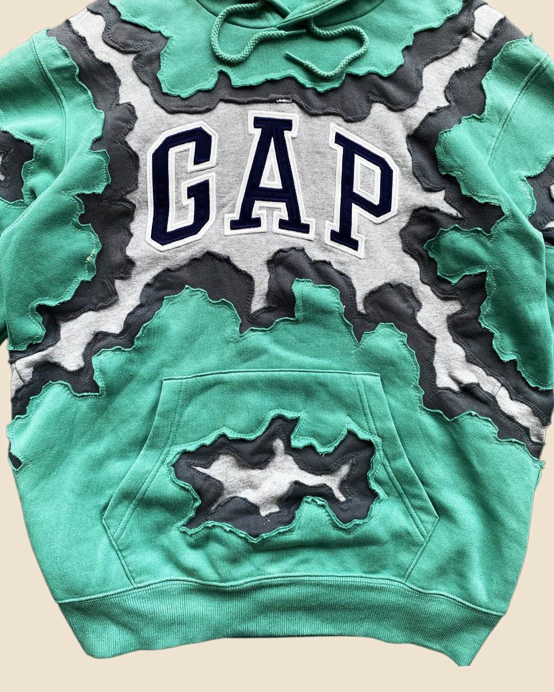 Upcycled GAP Hoodie – One-of-a-Kind Patchwork Streetwear