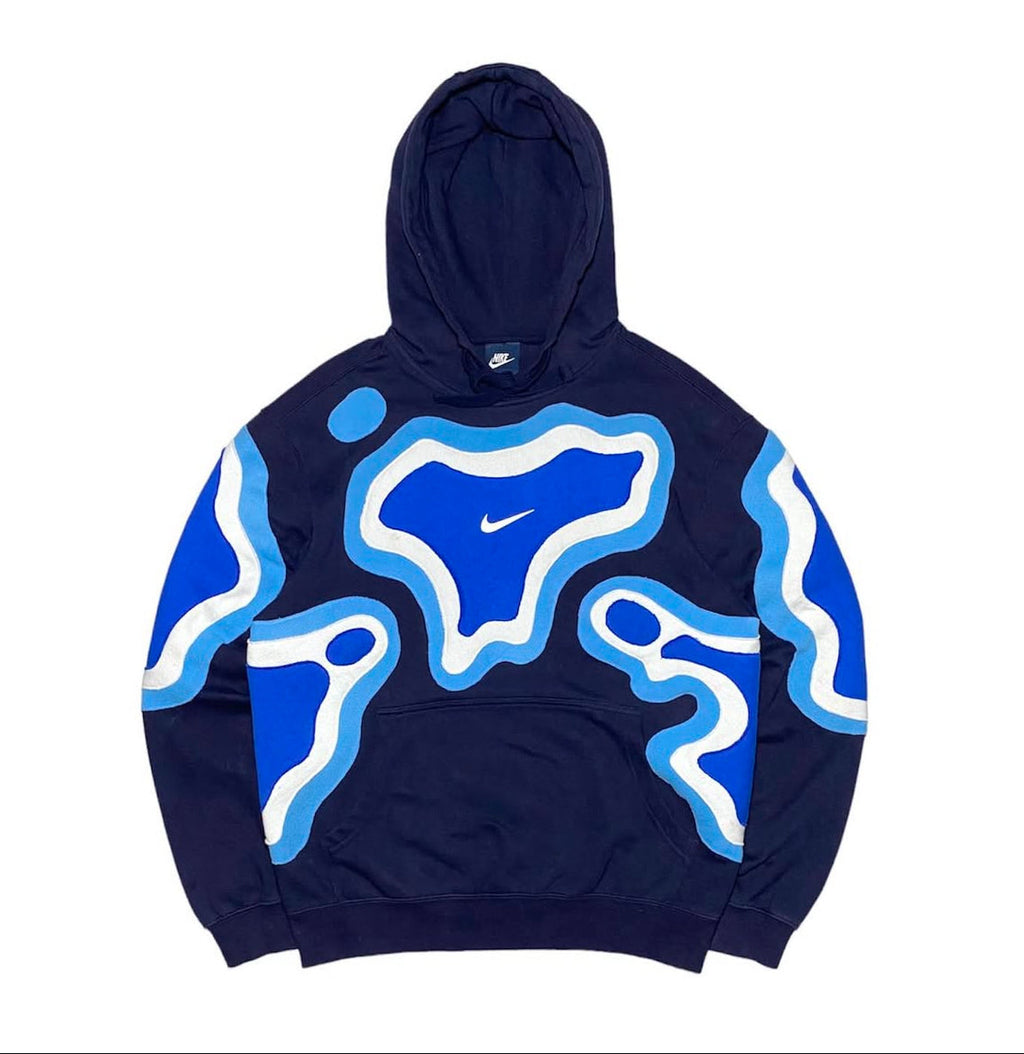 Psychedelic Blue Abstract Hoodie – Bold Streetwear for Trendsetters