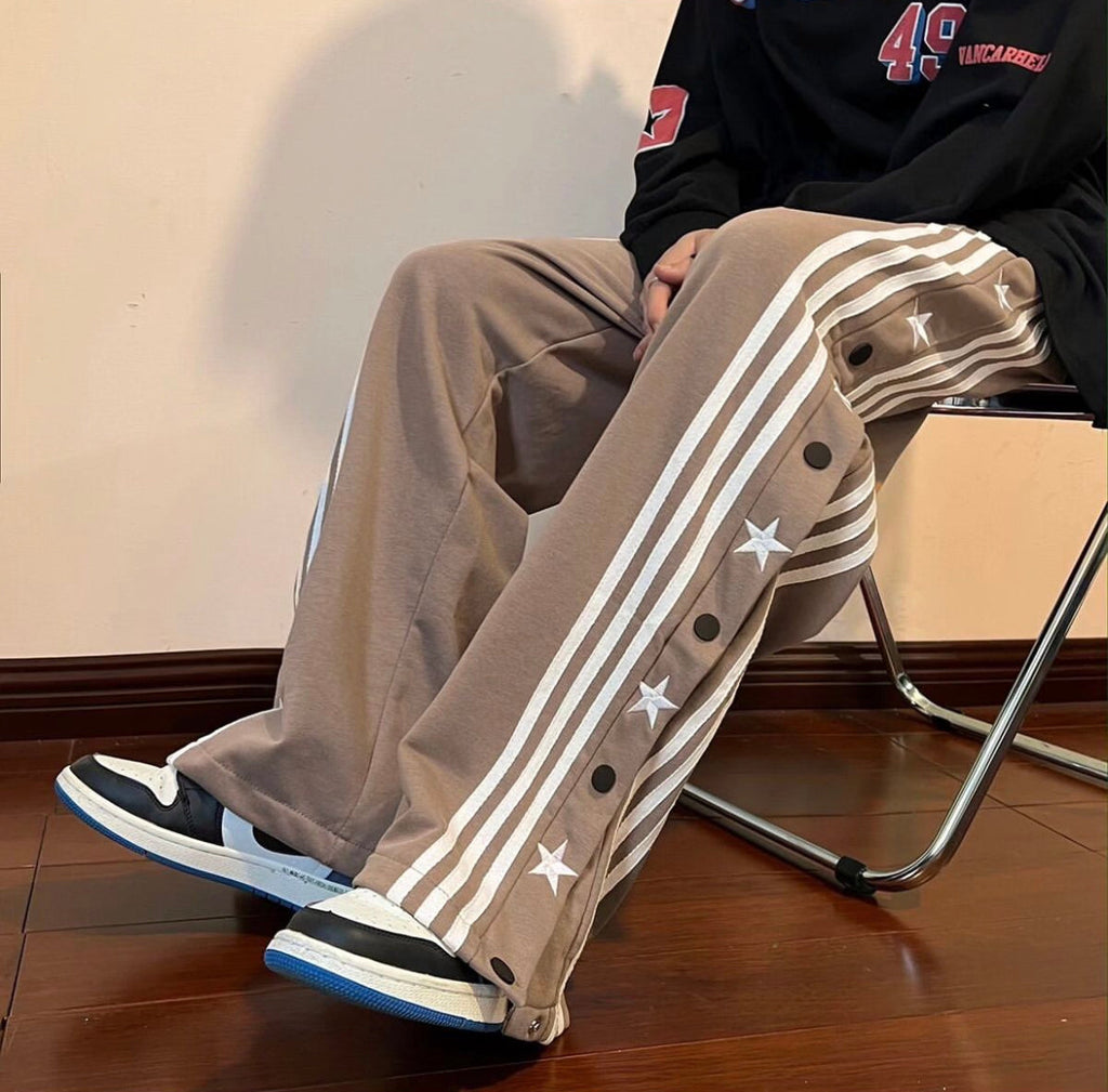 Retro Snap Button Track Pants