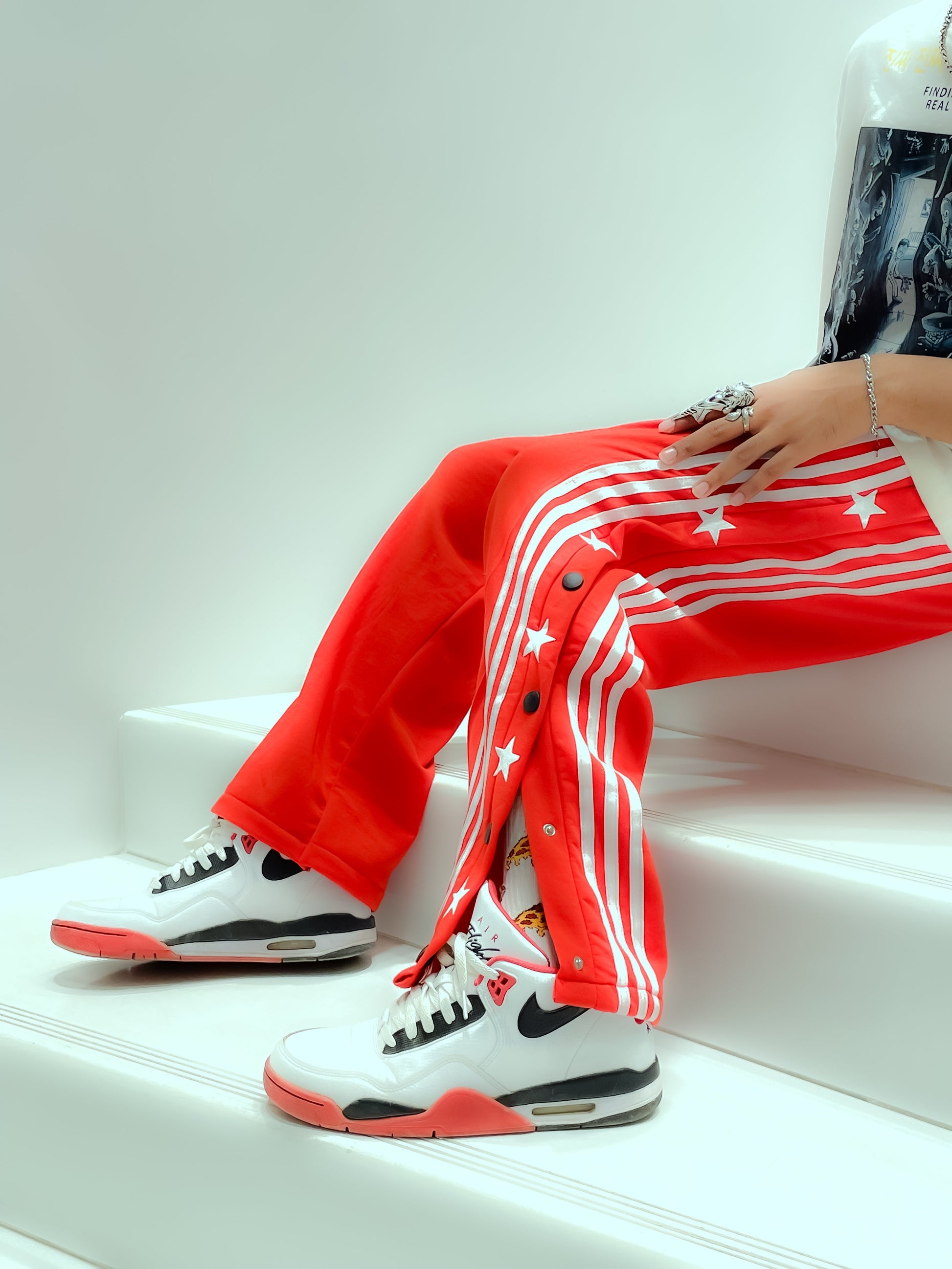 Retro Snap Button Track Pants