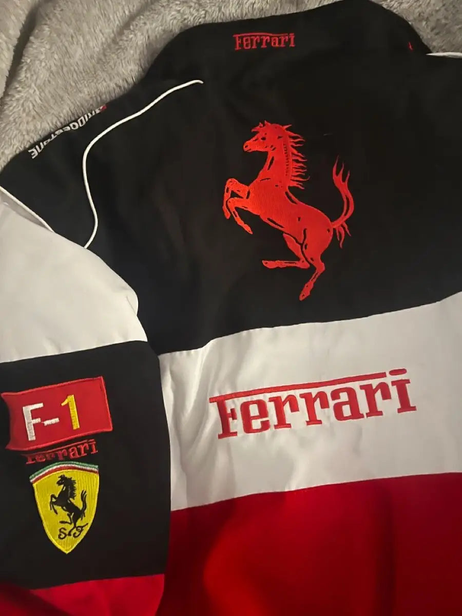 Premium Ferrari Racer Jacket: Limited Edition Racing Apparel (Embroidered)