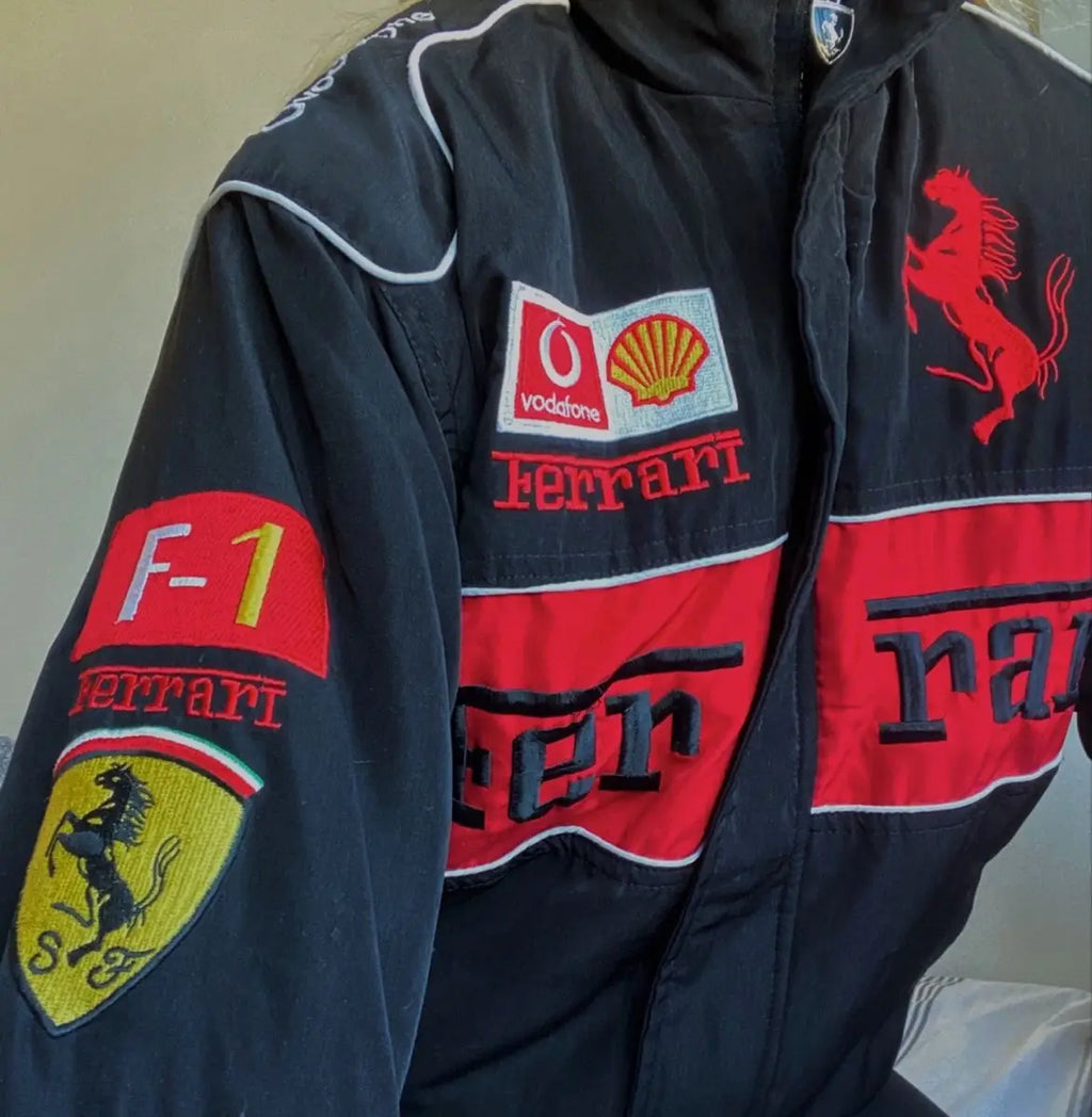 Premium Ferrari Racer Jacket: Limited Edition Racing Apparel (Embroidered)