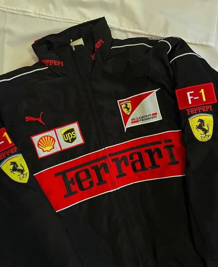 Premium Ferrari Racer Jacket: Limited Edition Racing Apparel (Embroidered)