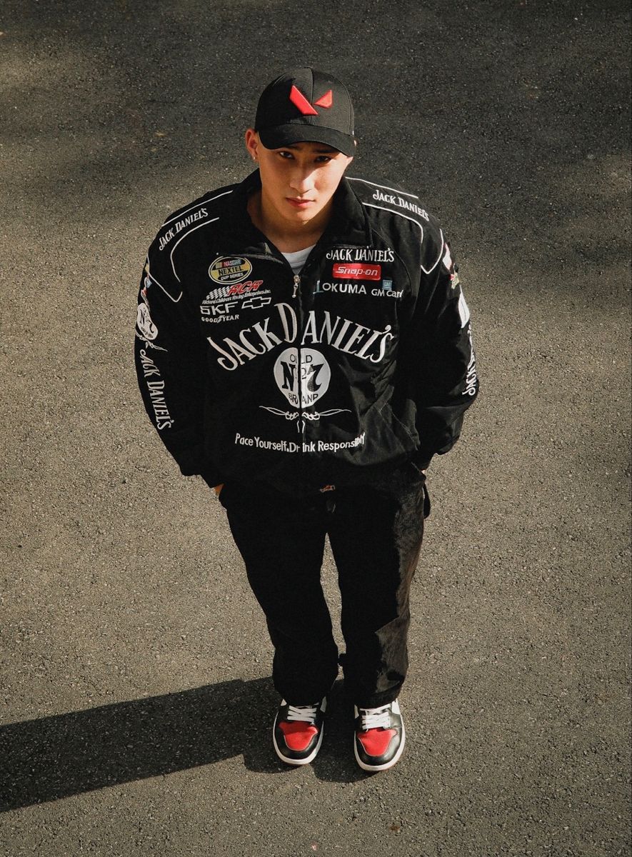 Jack Daniel's Racing Jacket for Men | Embroidered NASCAR Bomber Jacket | Black Streetwear Racing Jacket India | Winter Outerwear