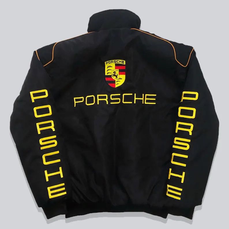 Porsche Vintage Y2K Bomber Racing Jacket | Retro F1 Oversized Streetwear for Men & Women | Embroidered Porsche Jacket India